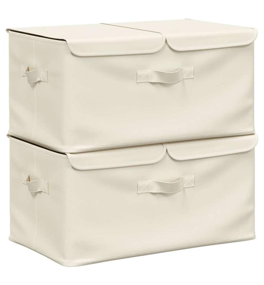Aufbewahrungsboxen 2 Stk. Stoff 50x30x25 cm Creme