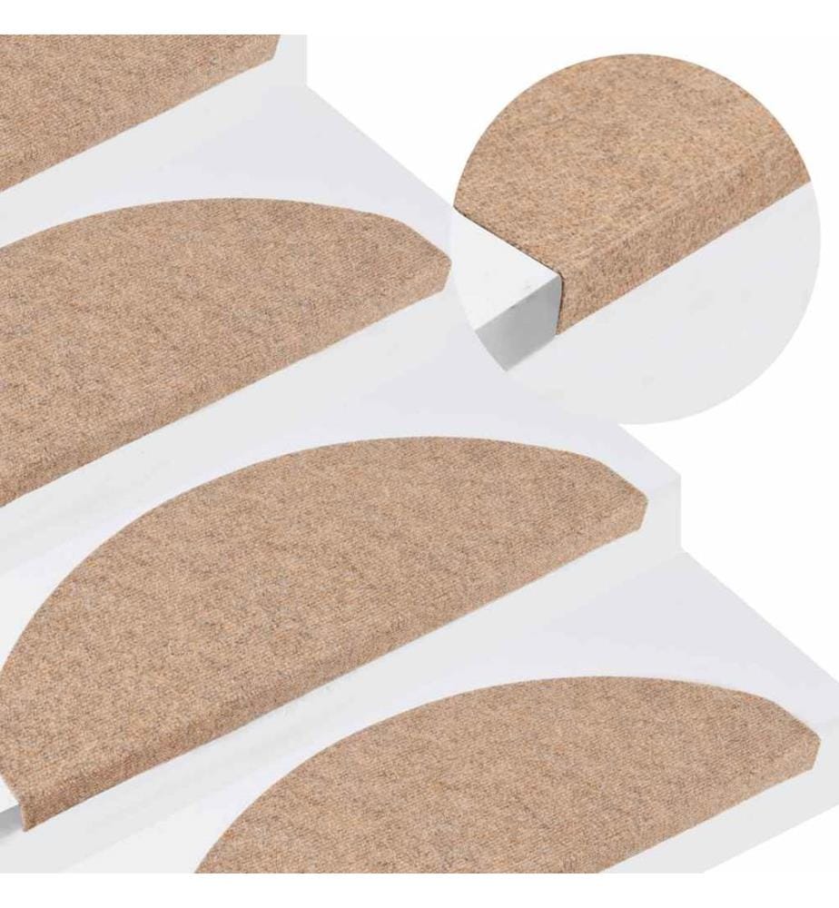Tapis d'escalier auto-adhésifs 30 pcs beige 65x22,5x3,5 cm