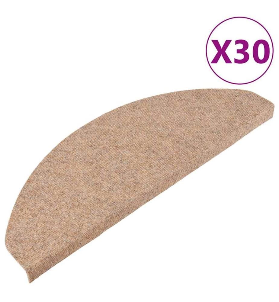 Tapis d'escalier auto-adhésifs 30 pcs beige 65x22,5x3,5 cm