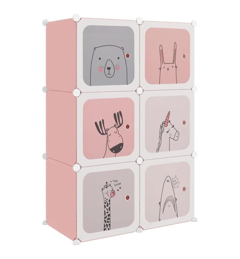 Kinderschrank Modular mit 6 Würfeln Rosa PP