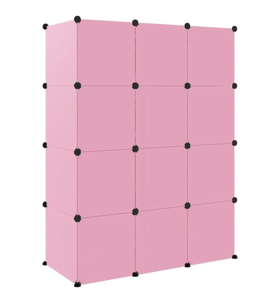 Kinderschrank Modular mit 12 Würfeln Rosa PP