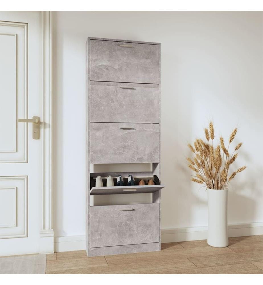 Schuhschrank Betongrau 59x17x169 cm Holzwerkstoff