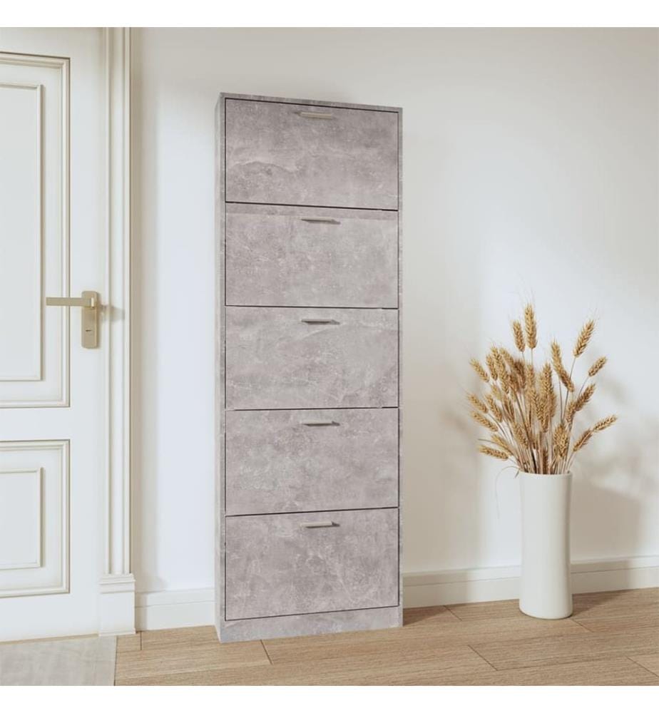 Schuhschrank Betongrau 59x17x169 cm Holzwerkstoff