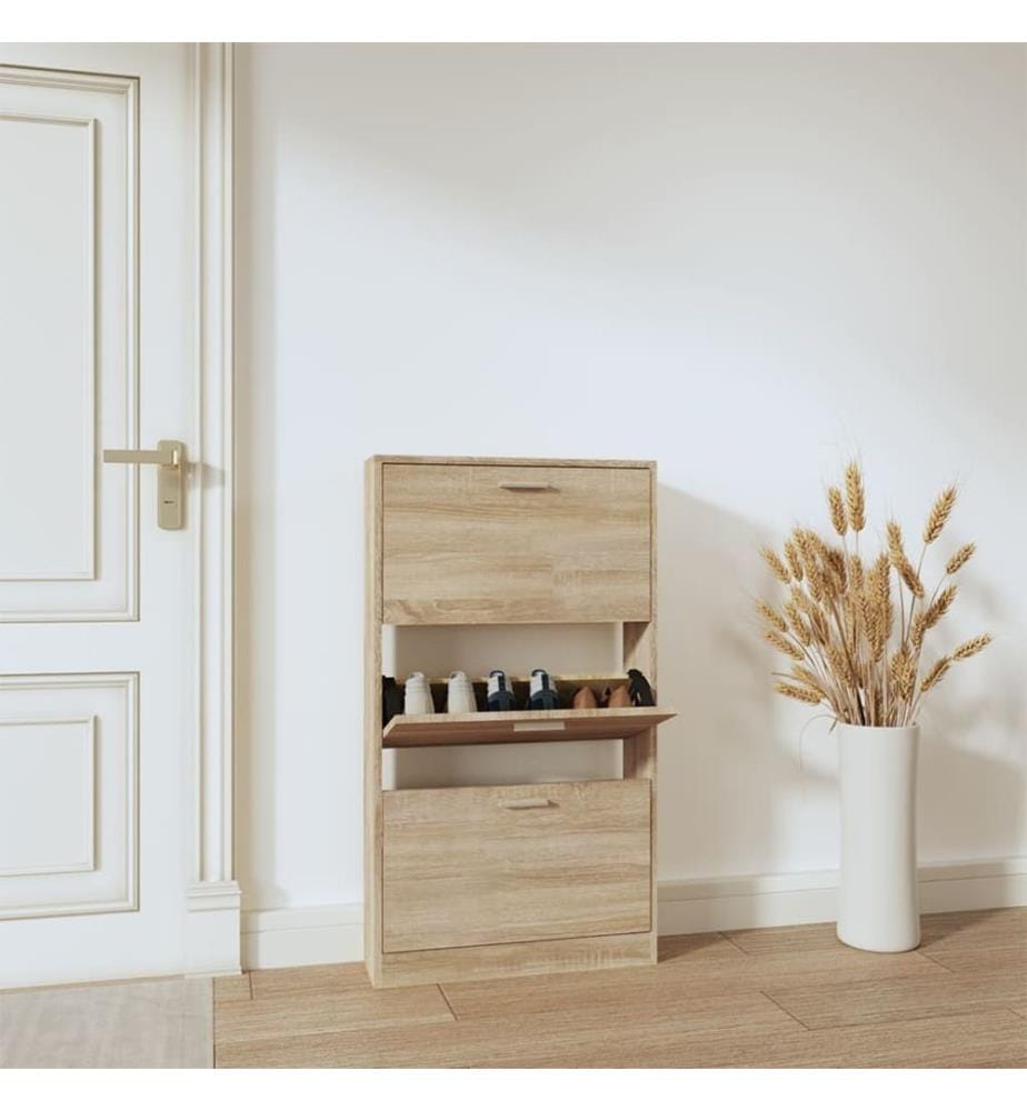 Schuhschrank Eichen-Optik 59x17x108 cm Holzwerkstoff