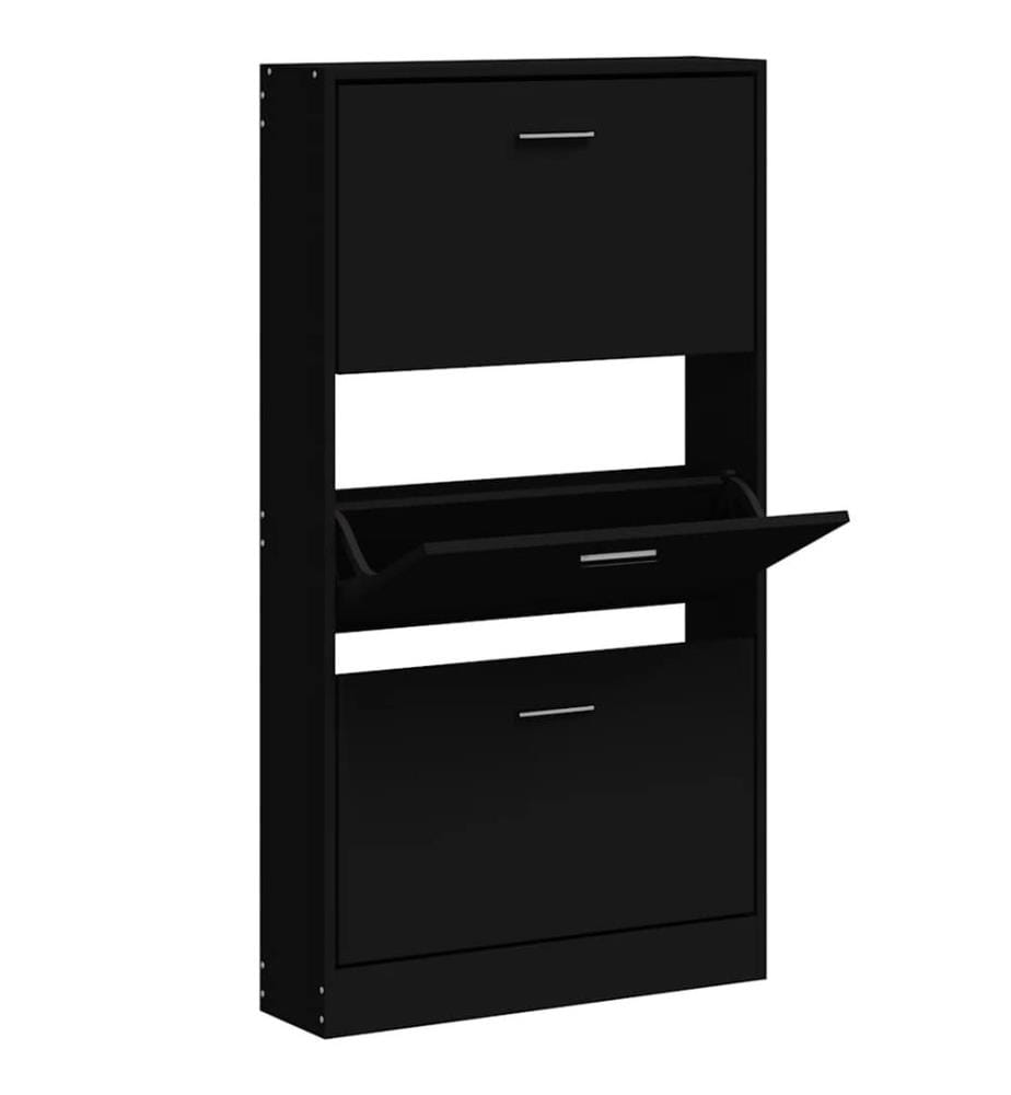 Schuhschrank Schwarz 59x17x108 cm Holzwerkstoff