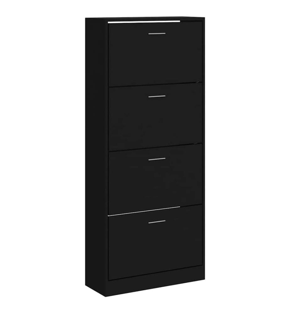 Schuhschrank Schwarz 63x24x147 cm Holzwerkstoff