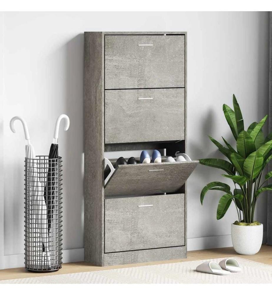Schuhschrank Betongrau 63x24x147 cm Holzwerkstoff