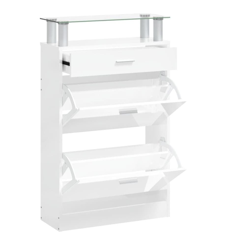 Schuhschrank Hochglanz-Weiss 63x24x104 cm Holzwerkstoff