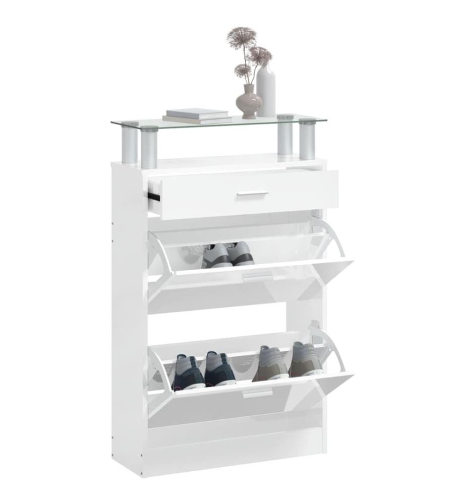 Schuhschrank Hochglanz-Weiss 63x24x104 cm Holzwerkstoff