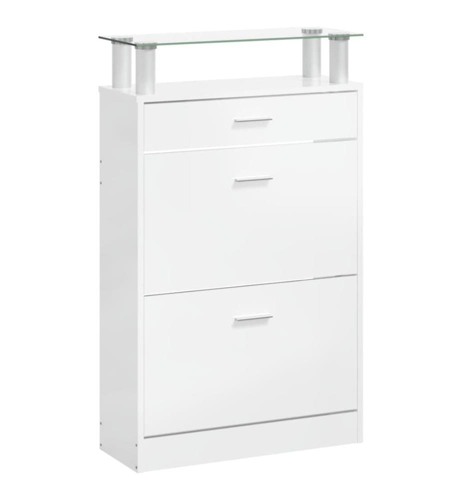 Schuhschrank Hochglanz-Weiss 63x24x104 cm Holzwerkstoff