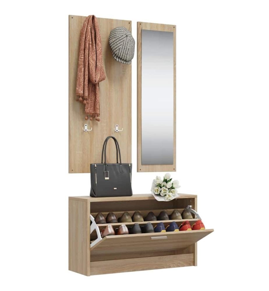 3-in-1 Schuhschrank-Set Sonoma-Eiche Holzwerkstoff