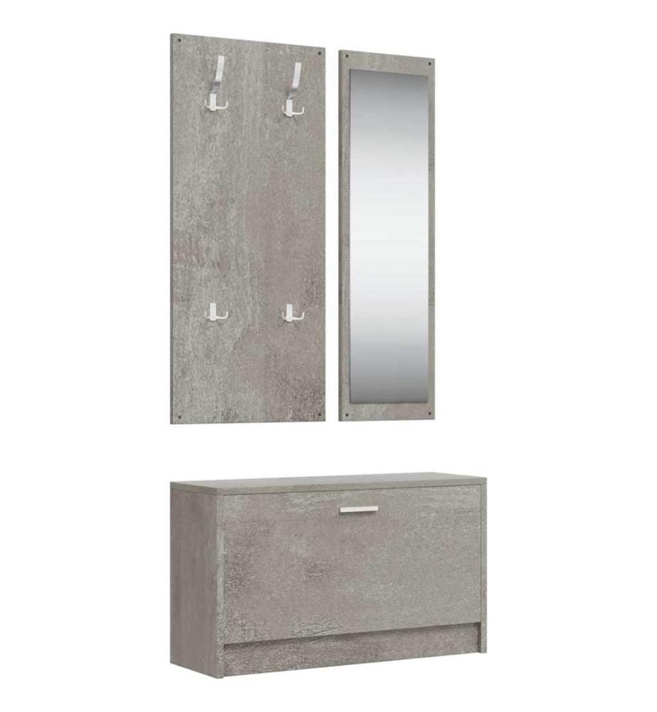 3-tlg. Flurmöbel-Set Betongrau Holzwerkstoff