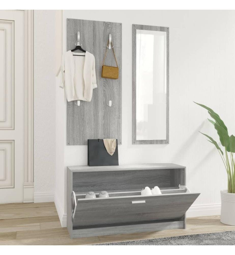 3-tlg. Flurmöbel-Set Grau Sonoma Holzwerkstoff