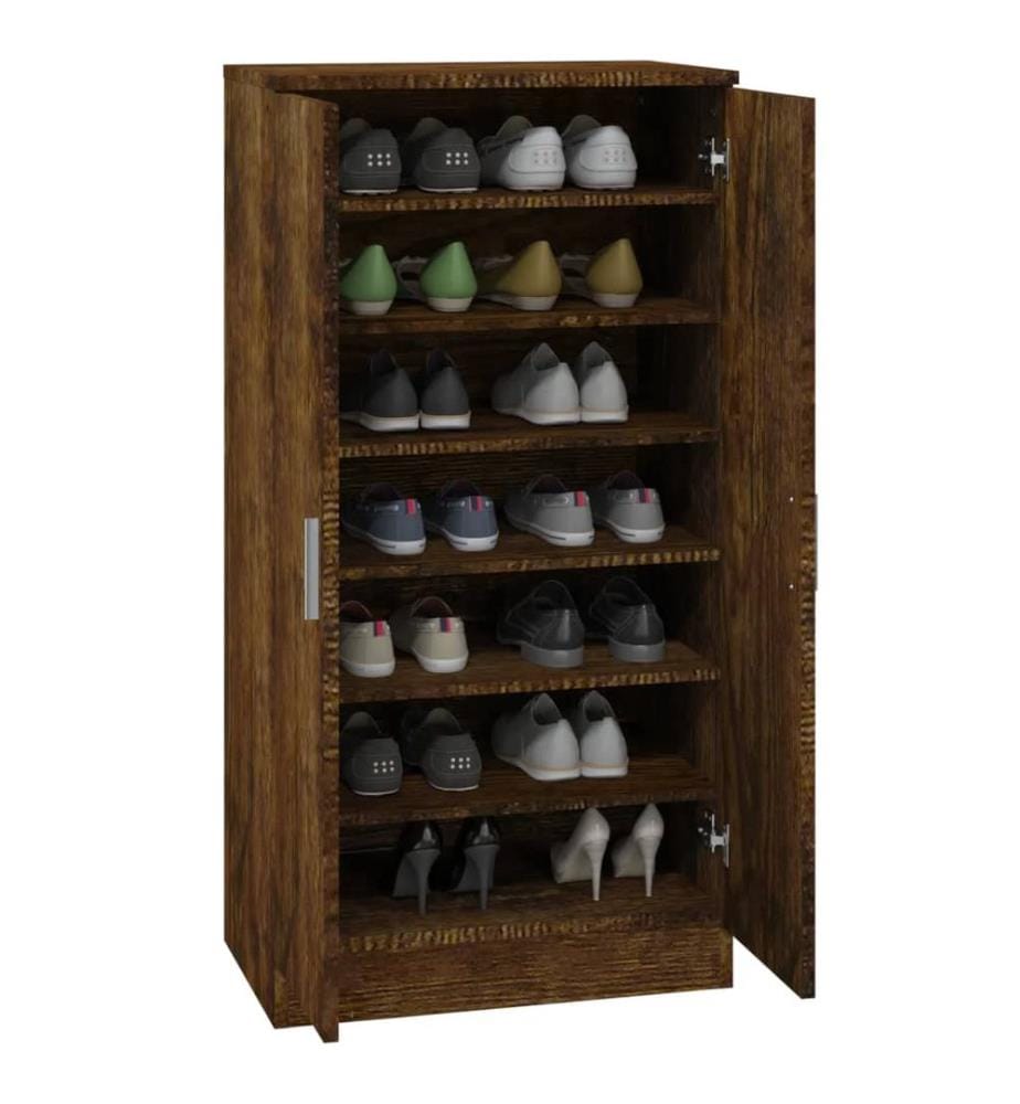 Schuhschrank Räuchereiche 55x35x108 cm Holzwerkstoff