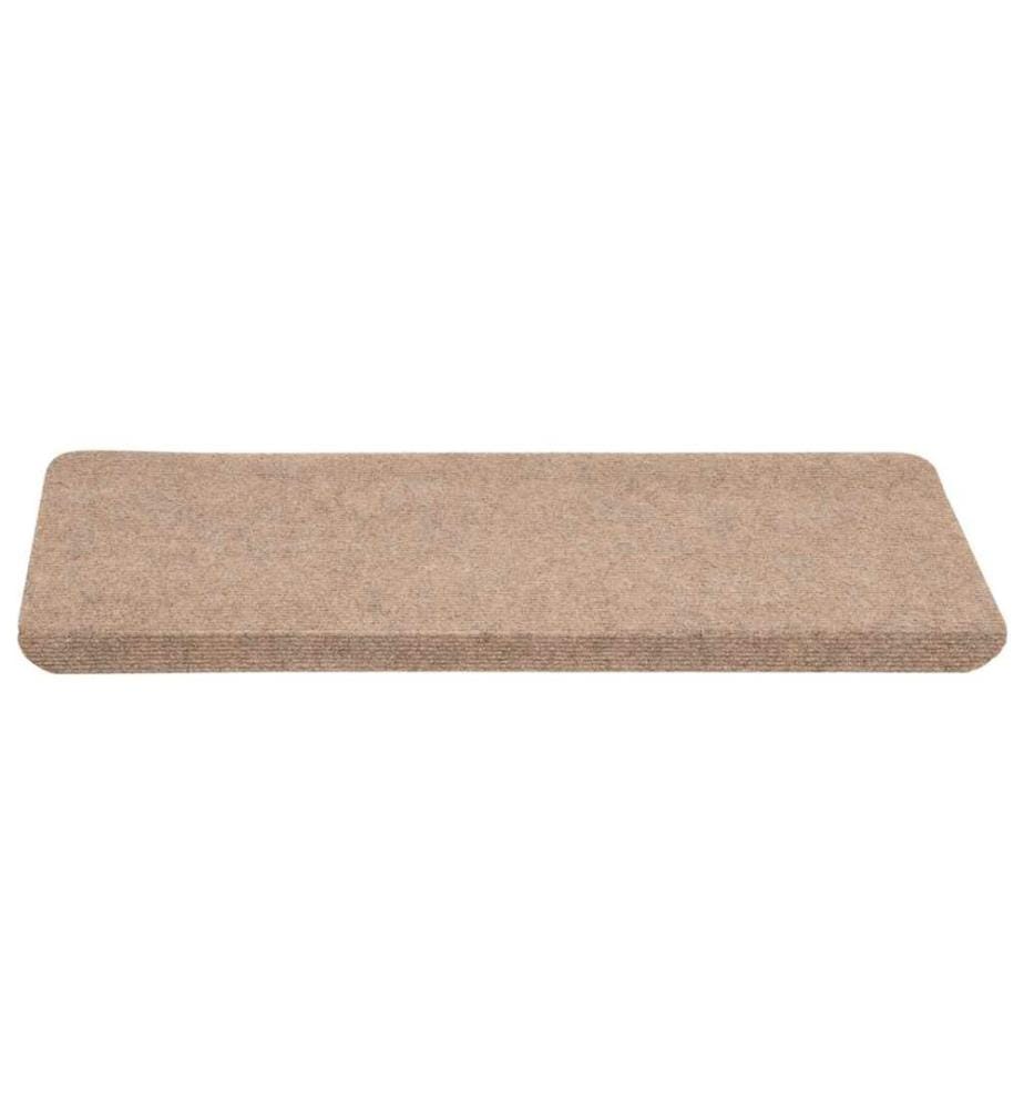 Tapis d'escalier auto-adhésifs 15 pcs 65x24,5x3,5 cm Beige