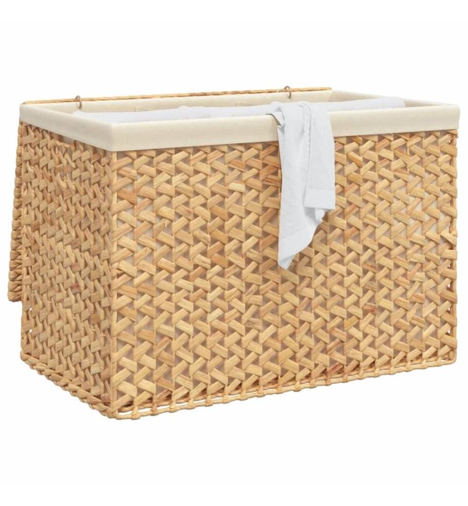 Wäschekorb mit 3 Fächern 75x42,5x52 cm Wasserhyazinthe