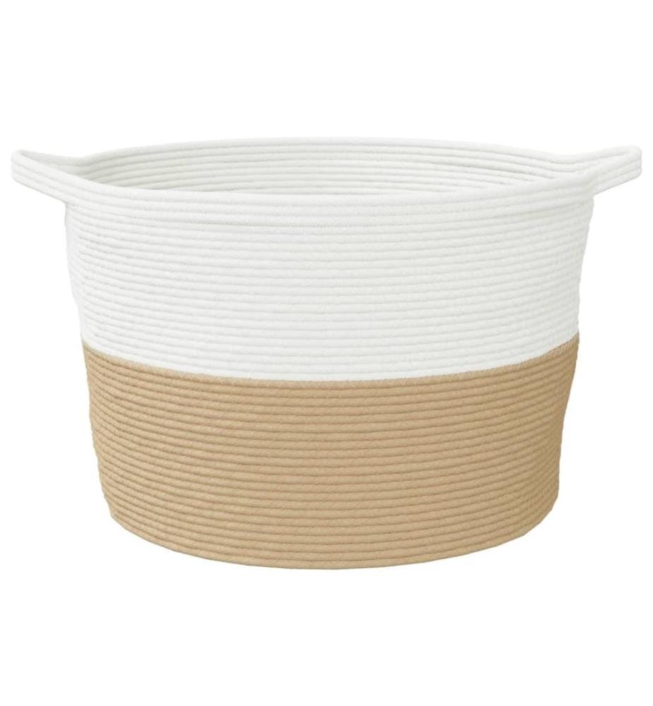 Wäschekorb Beige und Weiss Ø60x36 cm Baumwolle