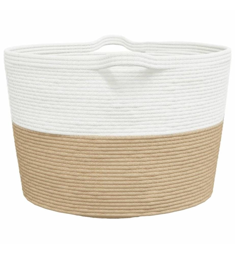 Wäschekorb Beige und Weiss Ø60x36 cm Baumwolle