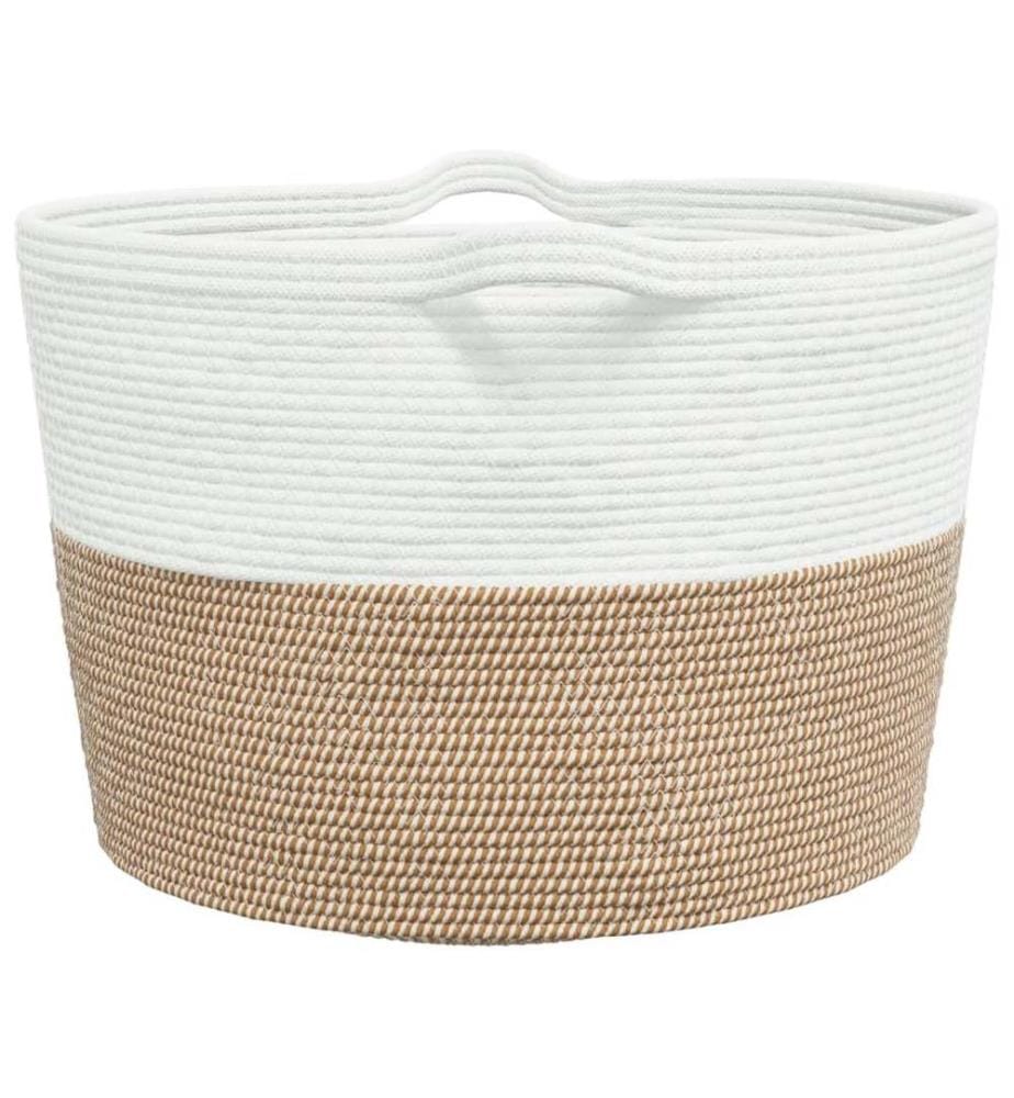 Wäschekorb Braun und Weiss Ø60x36 cm Baumwolle