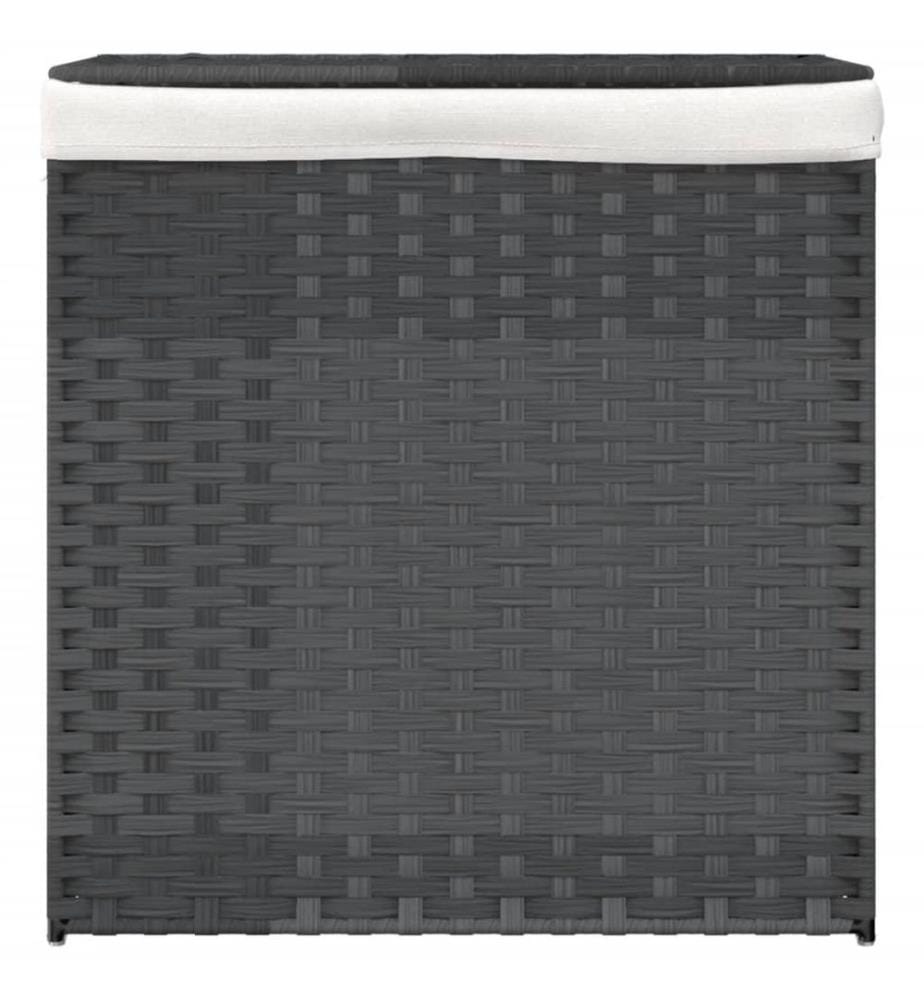 Wäschekorb mit 2 Fächern Grau 53x35x57 cm Poly Rattan