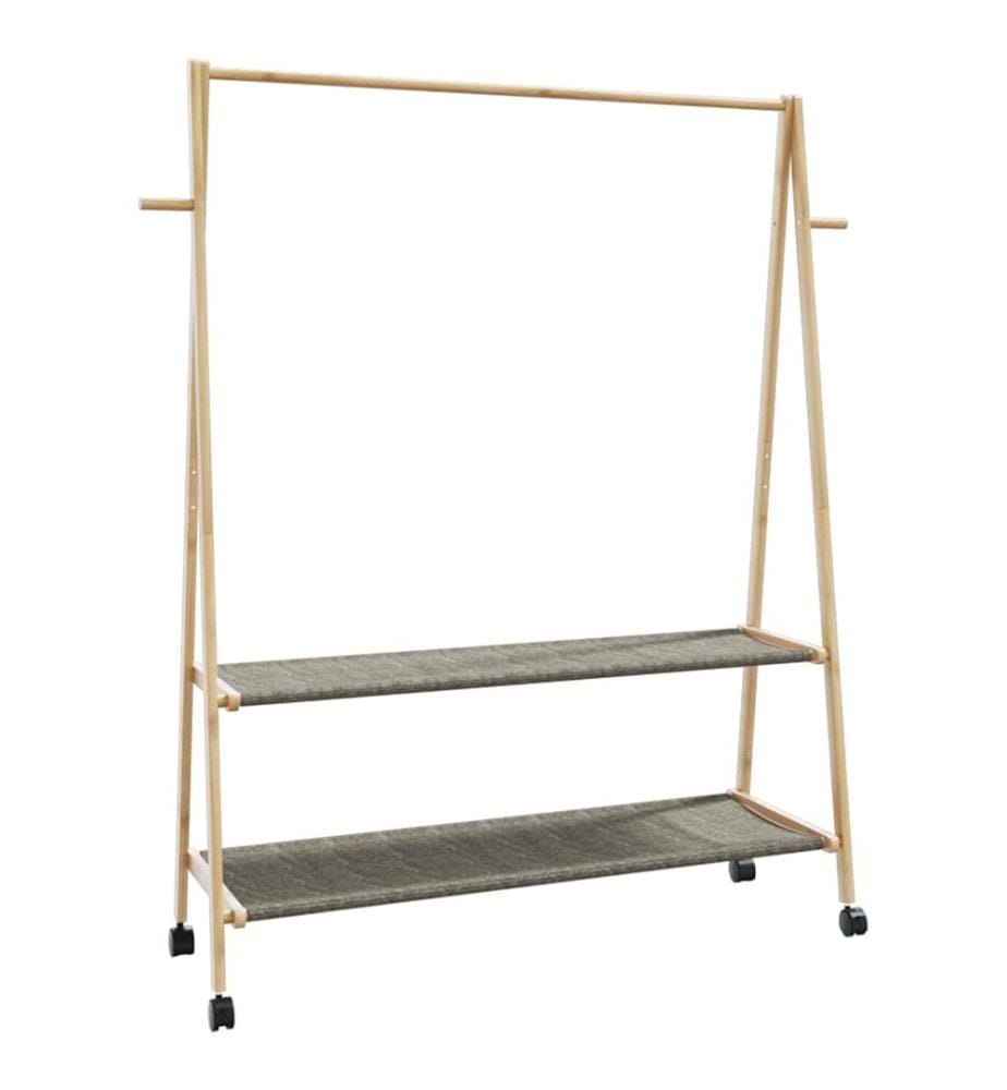 Kleiderständer mit Ablagen und Rollen 132x45,5x155,5 cm Bambus