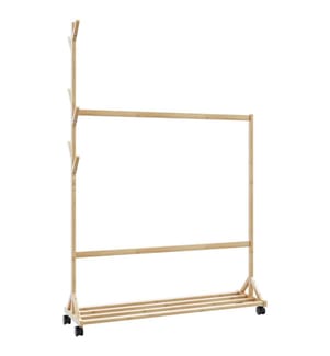 Kleiderständer mit Haken und Rollen 100x35x157 cm Bambus
