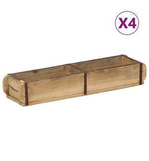 Tablett 4 pcs Braun 57 x 15 x 9 cm Massives upgecyceltes Holz
