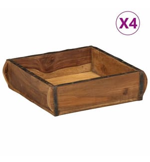 Tablett 4 pcs Braun 29 x 31 x 10 cm Massives upgecyceltes Holz