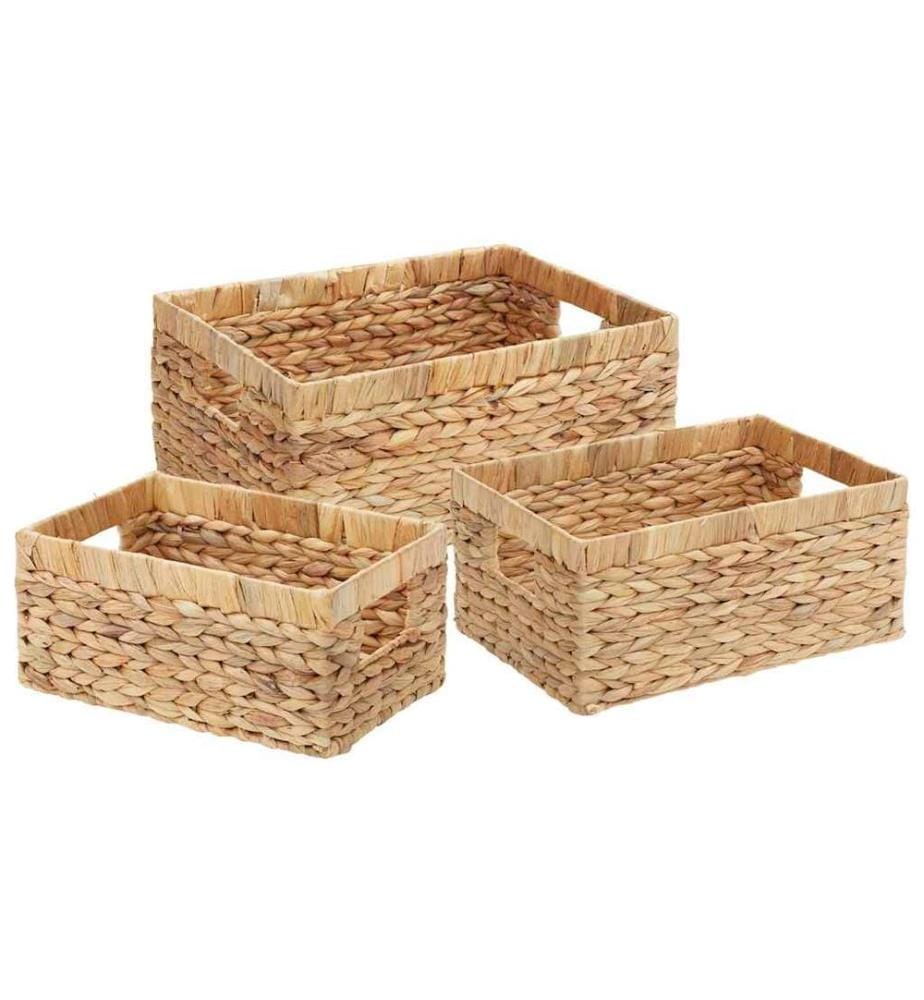 Paniers de rangement 3 pcs Naturel Jacinthe d'eau