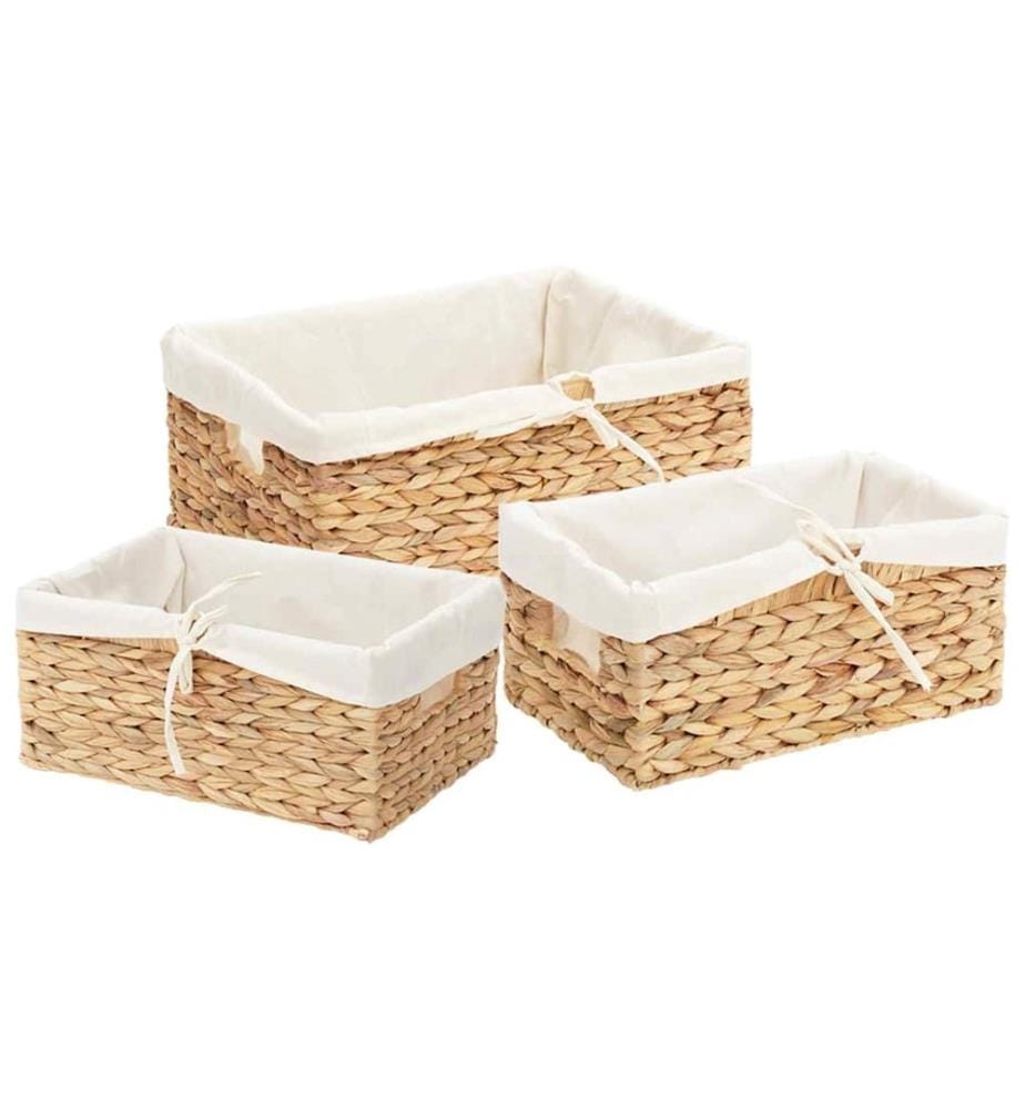 Paniers de rangement 3 pcs Naturel Jacinthe d'eau