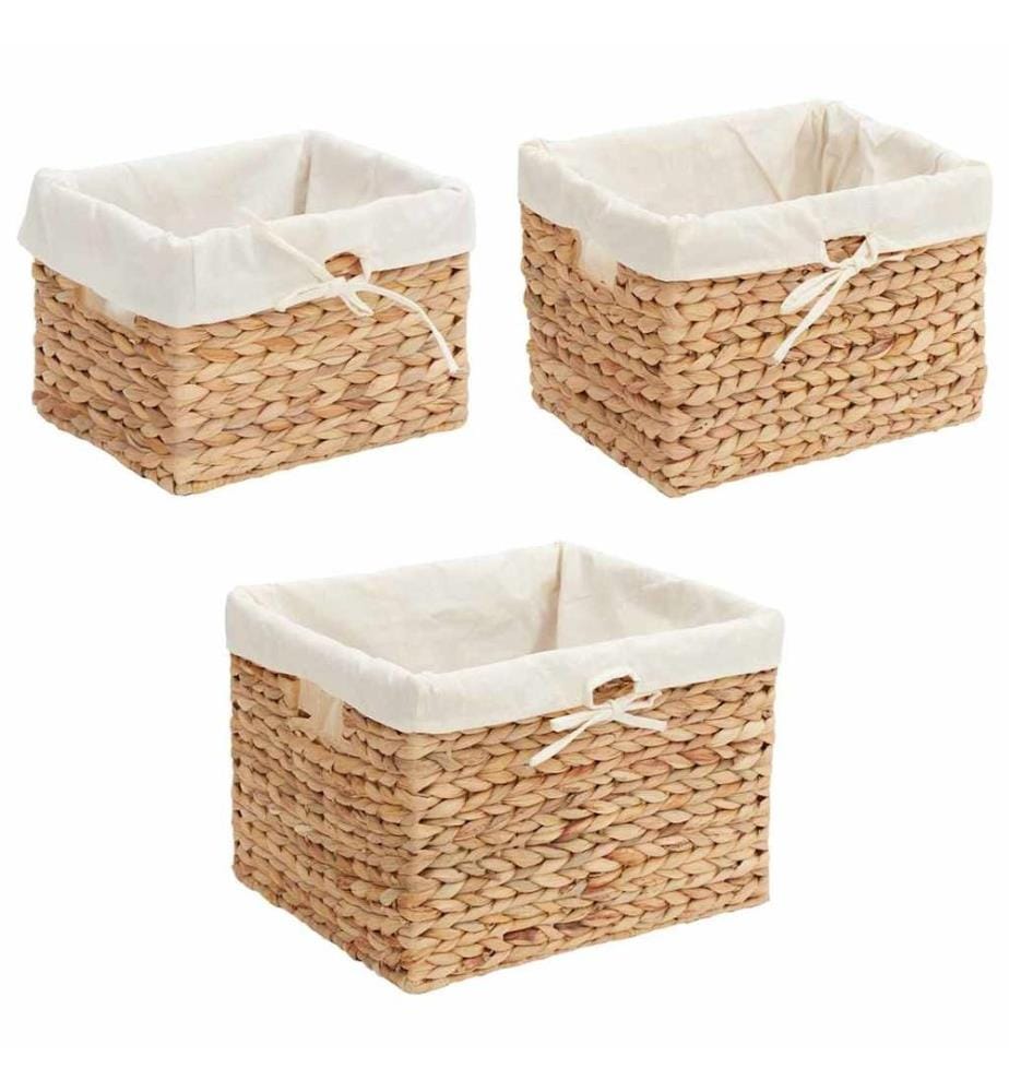 Paniers de rangement 3 pcs Naturel Jacinthe d'eau