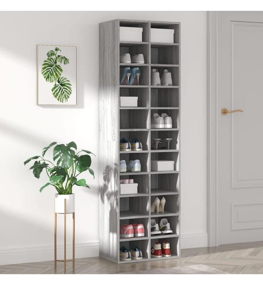 Schuhregal Grau Sonoma 54x34x183 cm Holzwerkstoff