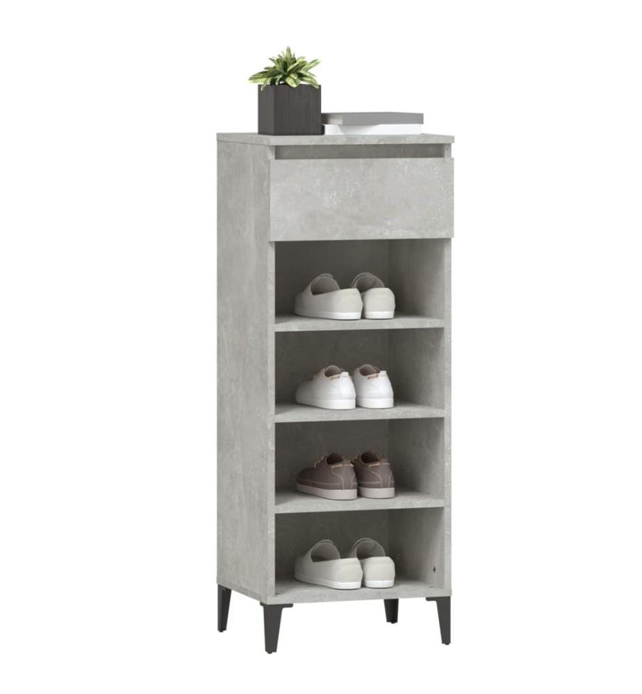Schuhregal Betongrau 40x36x105 cm Holzwerkstoff