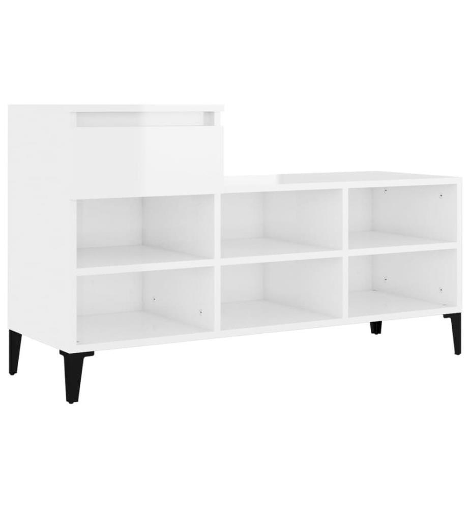 Schuhregal Hochglanz-Weiss 102x36x60 cm Holzwerkstoff