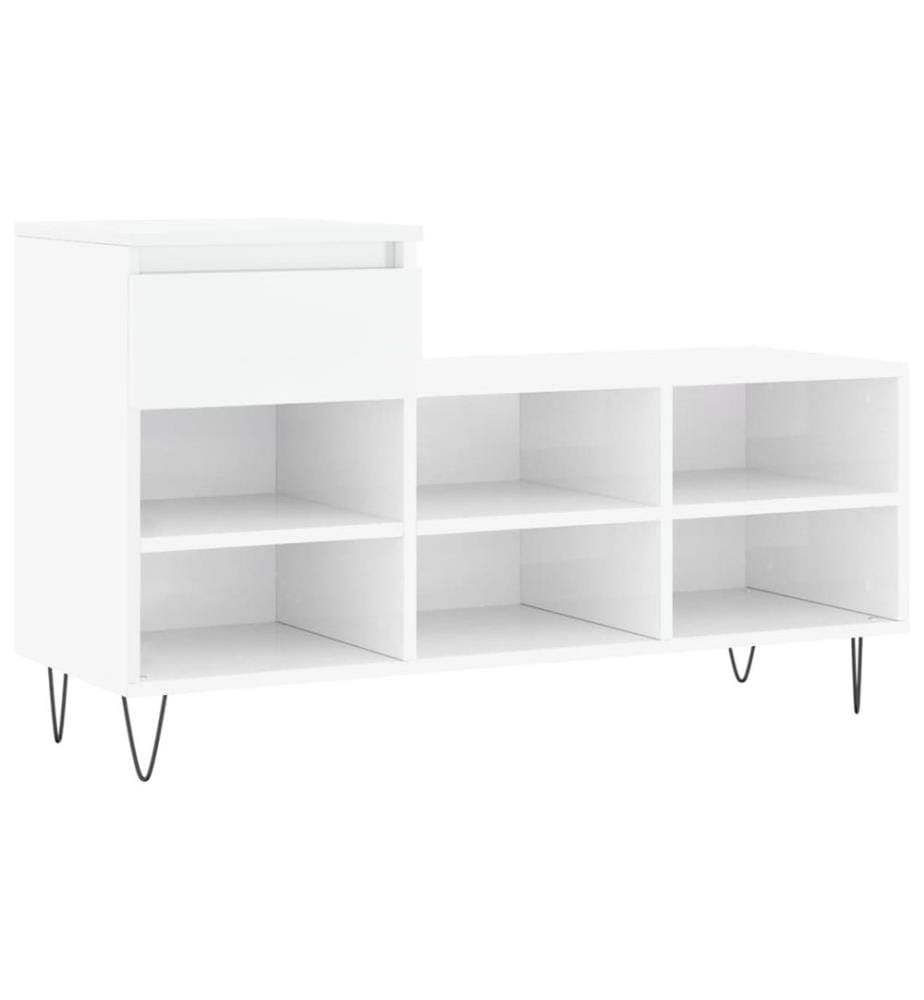 Schuhregal Hochglanz-Weiss 102x36x60 cm Holzwerkstoff
