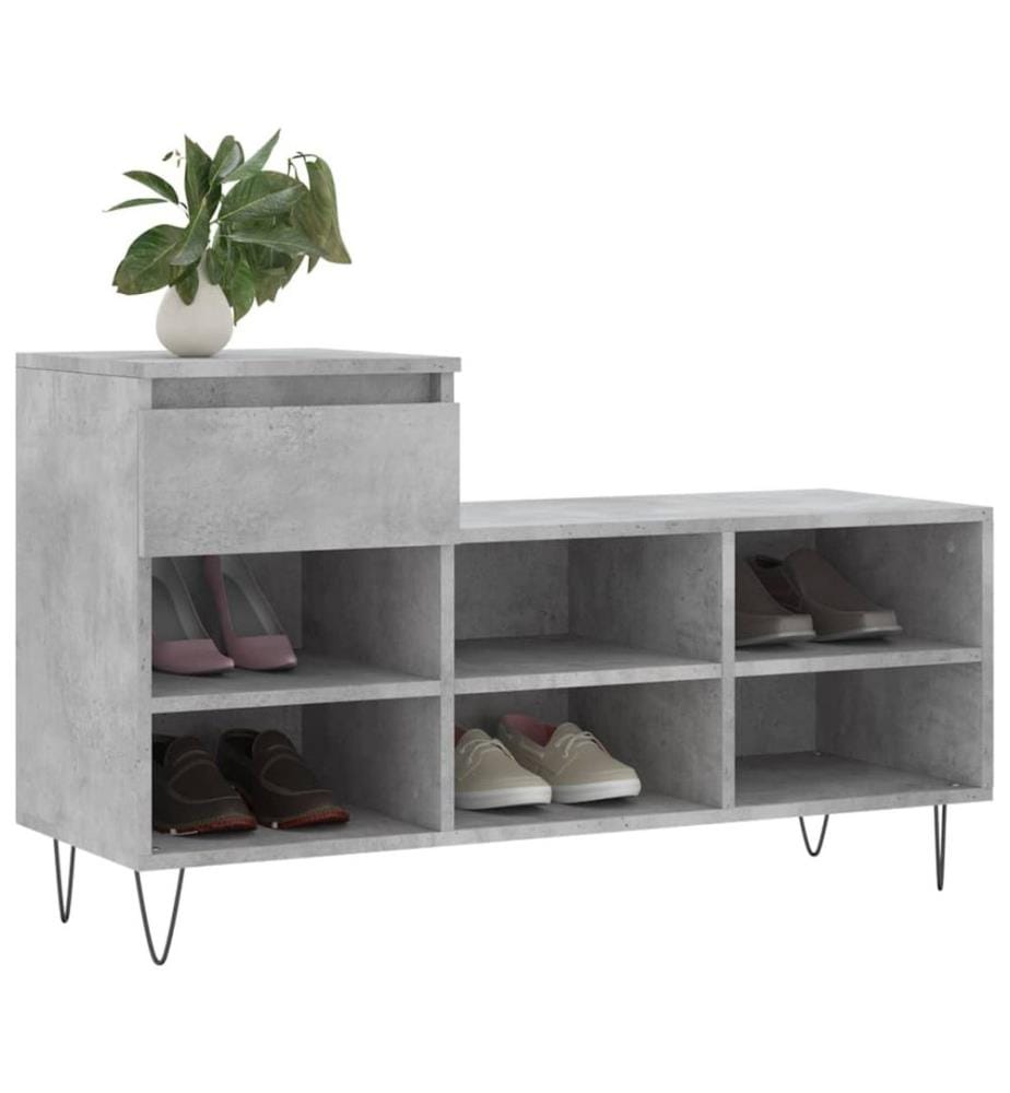 Schuhregal Betongrau 102x36x60 cm Holzwerkstoff