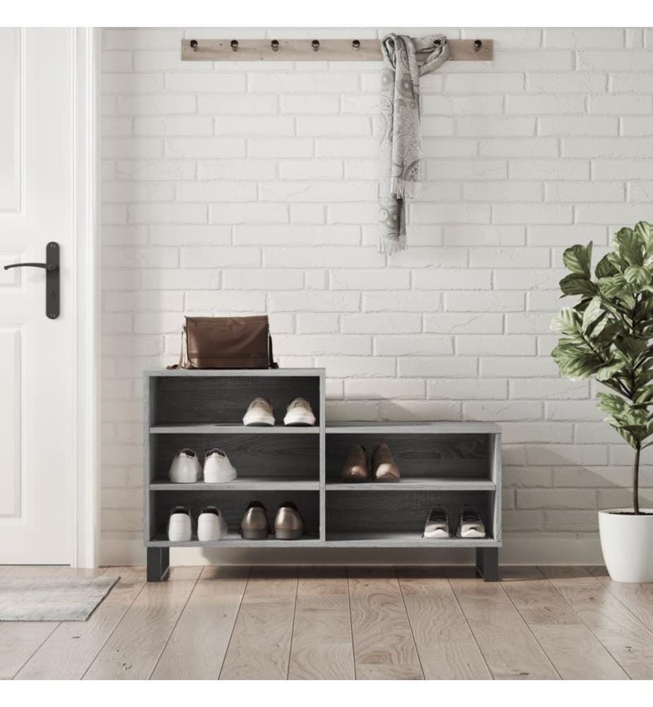 Schuhregal Grau Sonoma 102x36x60 cm Holzwerkstoff