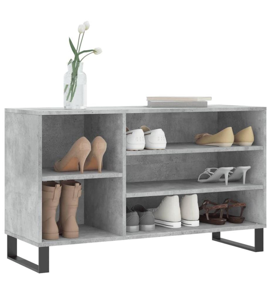 Schuhregal Betongrau 102x36x60 cm Holzwerkstoff