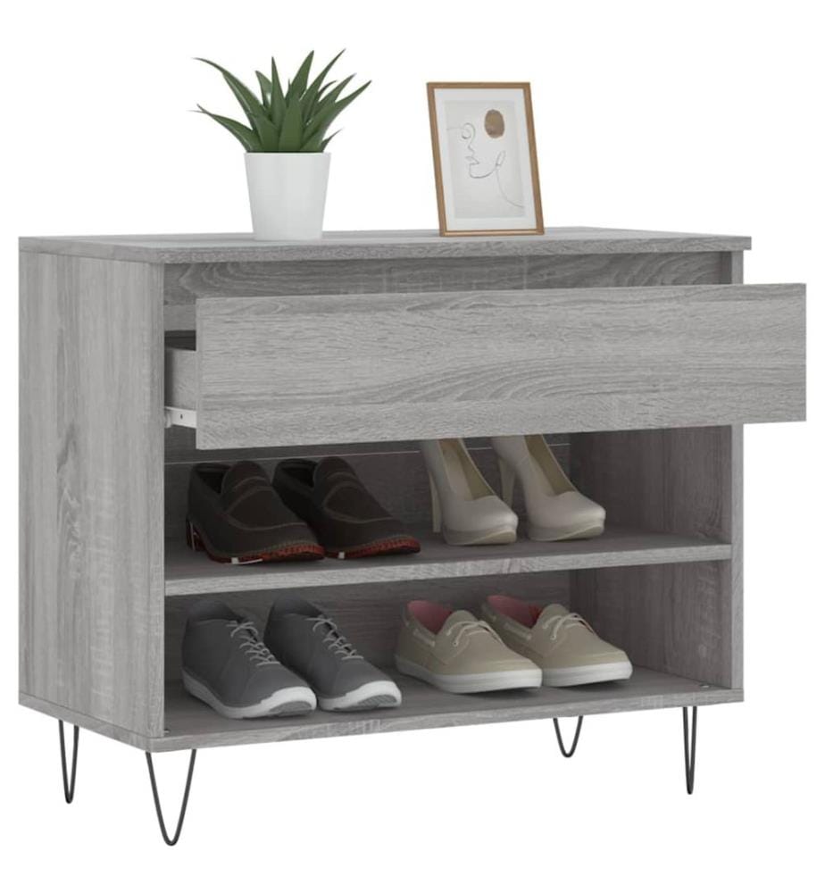 Schuhregal Grau Sonoma 70x36x60 cm Holzwerkstoff