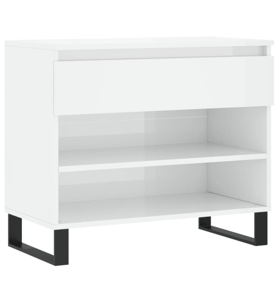 Schuhregal Hochglanz-Weiss 70x36x60 cm Holzwerkstoff