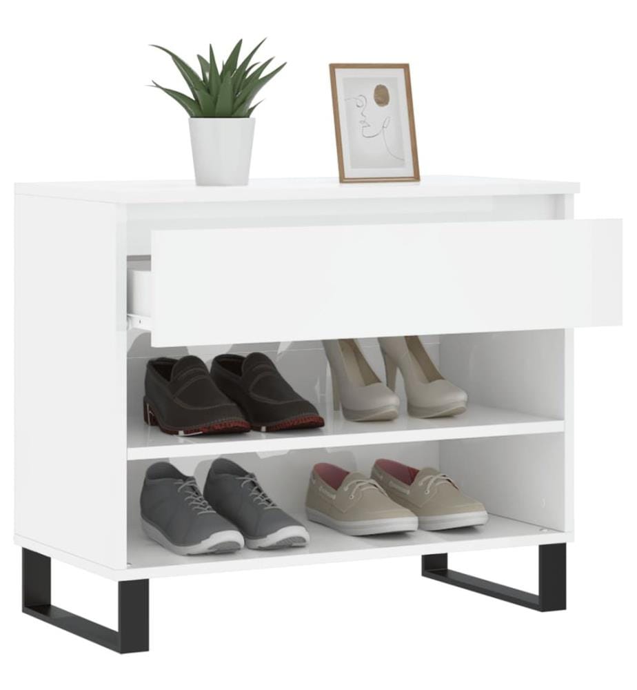 Schuhregal Hochglanz-Weiss 70x36x60 cm Holzwerkstoff