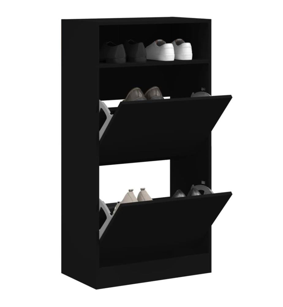 Schuhschrank Schwarz 60x34x116 cm Holzwerkstoff