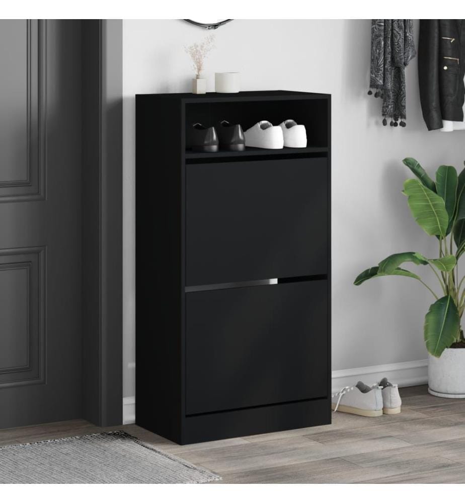 Schuhschrank Schwarz 60x34x116 cm Holzwerkstoff