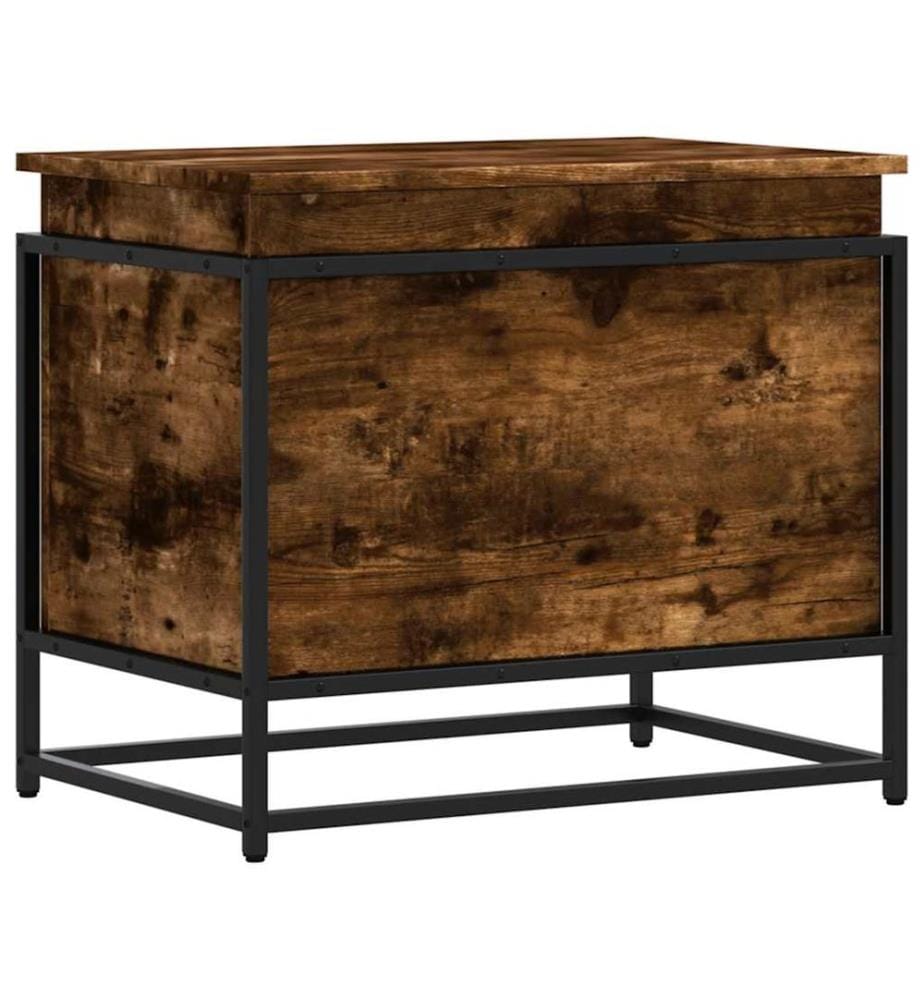 Boîte de rangement avec couvercle chêne fumé bois d'ingénierie