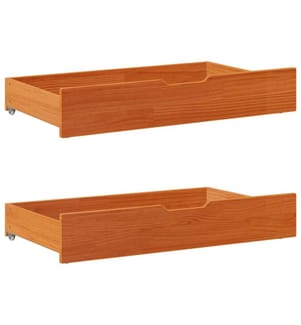 Bettschubladen 2 Stk. Wachsbraun 95x55x17 cm Massivholz Kiefer