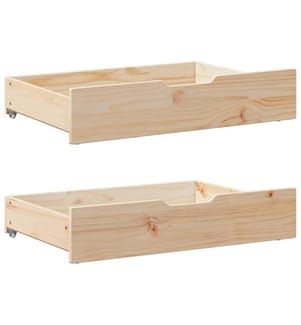 Bettschubladen mit Rollen 2 Stk. 80x55x17 cm Massivholz Kiefer