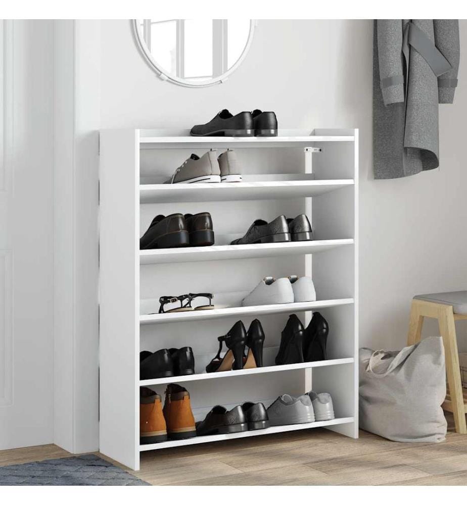 Schuhregal Weiss 80x25x100 cm Holzwerkstoff