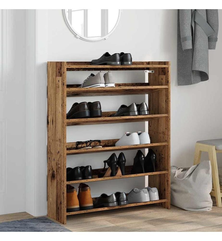 Schuhregal Altholz-Optik 80x25x100 cm Holzwerkstoff