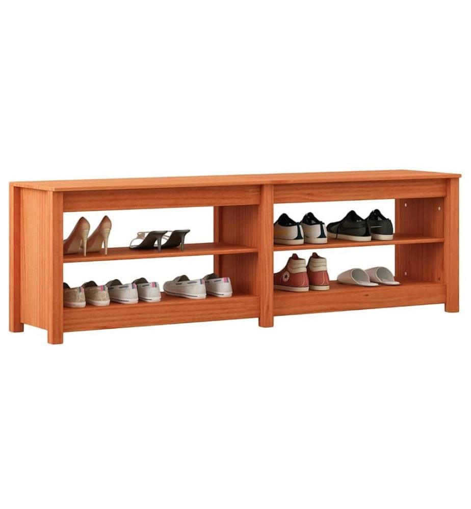 Schuhbank mit Regal mit Speicher Wachsbraun 160 x 36,5 x 50 cm