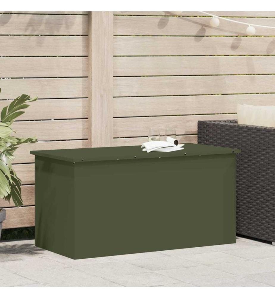 Boîte de Rangement Extérieure Vert olive 100 x 50,5 x 50 cm